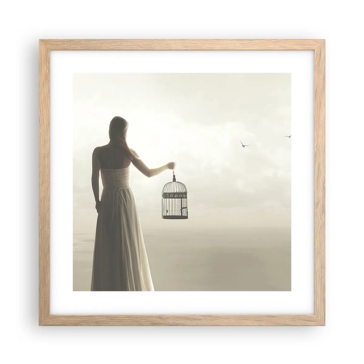 Poster in einem Rahmen aus heller Eiche - Sei frei - 40x40 cm