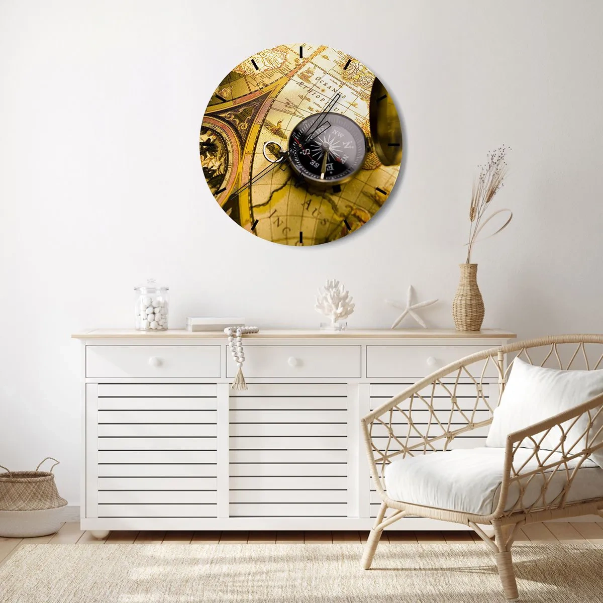 Wanduhr - Glasuhr - Oder vielleicht bis ans Ende der Welt? - 30x30 cm