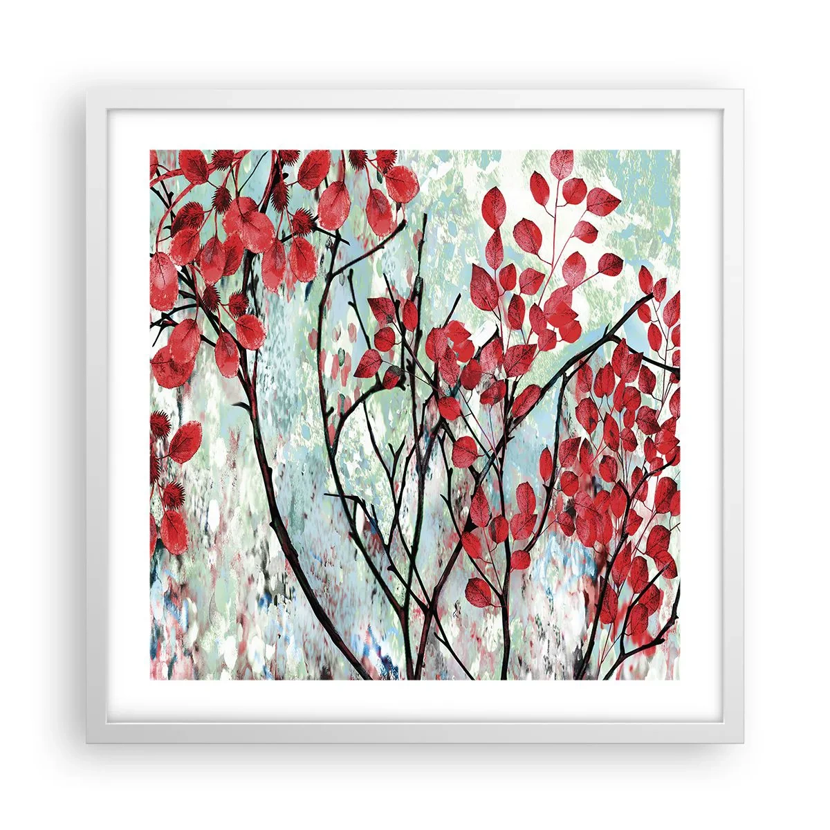 Poster in einem weißen Rahmen - Baum in Scharlachrot - 50x50 cm