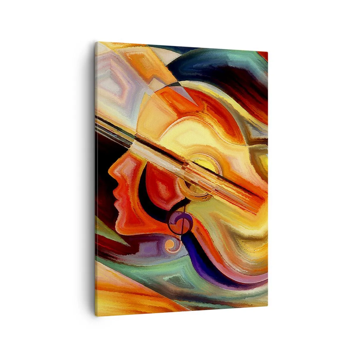 Bild auf Leinwand - Leinwandbild - Bunte Abstraktion, inspiriert von Musik und Gitarre - 50x70cm - Alles ist gut - Moderne Wanddekoration für Wohnzimmer und Schlafzimmer ARTTOR