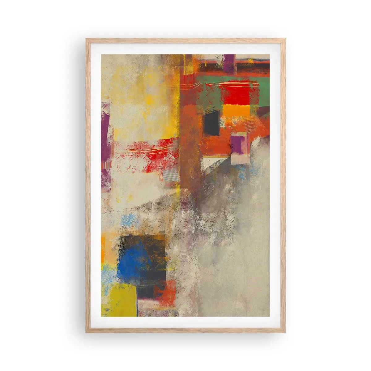 Poster in einem Rahmen aus heller Eiche - Geometrie der Farben - 61x91 cm