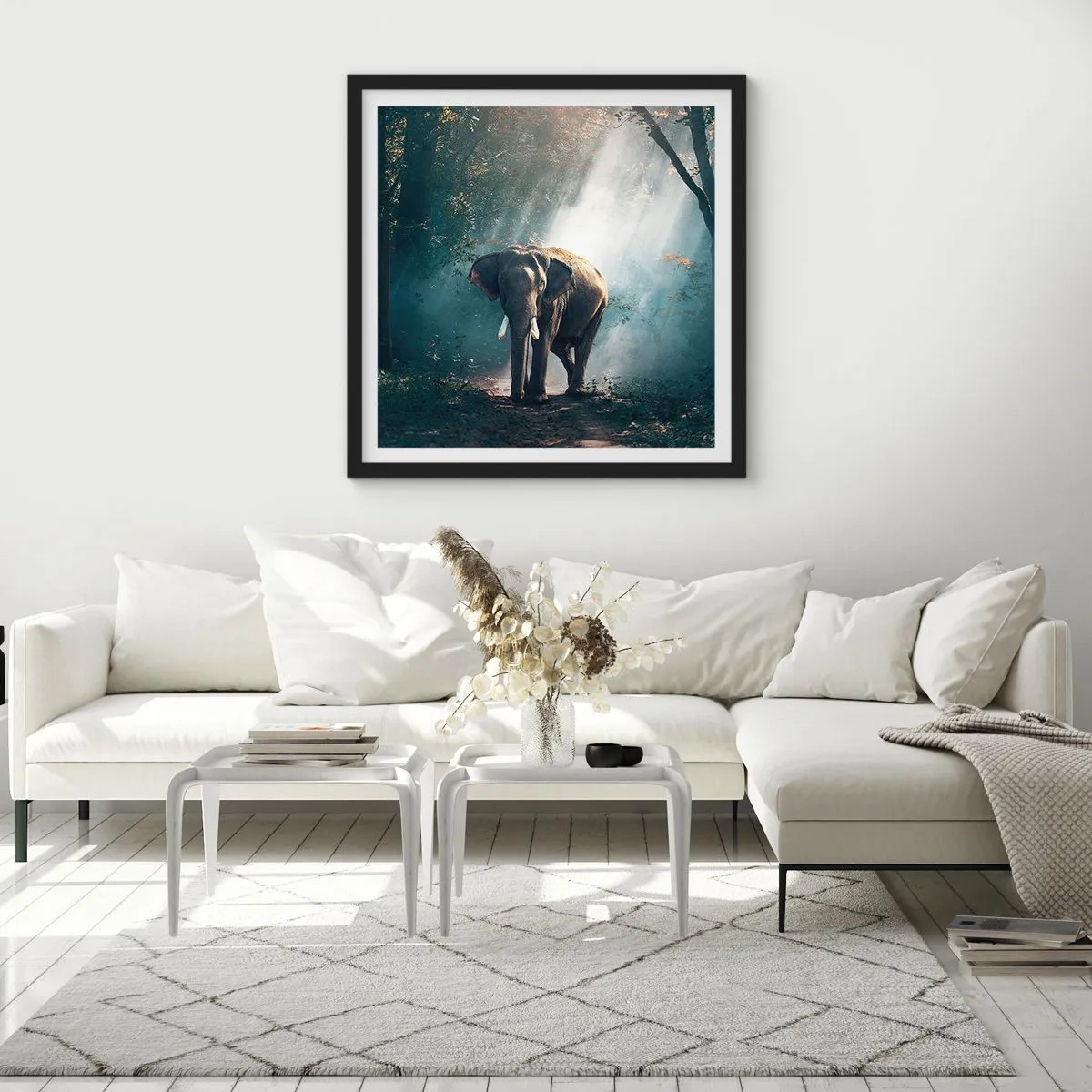 Poster in einem schwarzem Rahmen - Ein gemütlicher Spaziergang - 40x40 cm