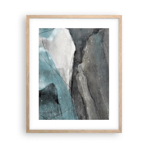 Poster in einem Rahmen aus heller Eiche - Abstraktion: Felsen und Eis - 40x50 cm
