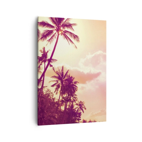 Bild auf Leinwand - Leinwandbild - Palmen, beleuchtet von der untergehenden Sonne in einem tropischen Himmel - 50x70cm - Du musst auswählen - Moderne Wanddekoration für Wohnzimmer und Schlafzimmer ARTTOR