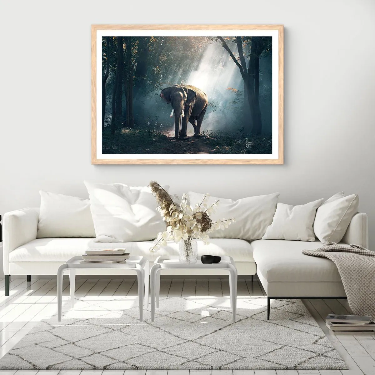 Poster in einem Rahmen aus heller Eiche - Ein gemütlicher Spaziergang - 50x40 cm