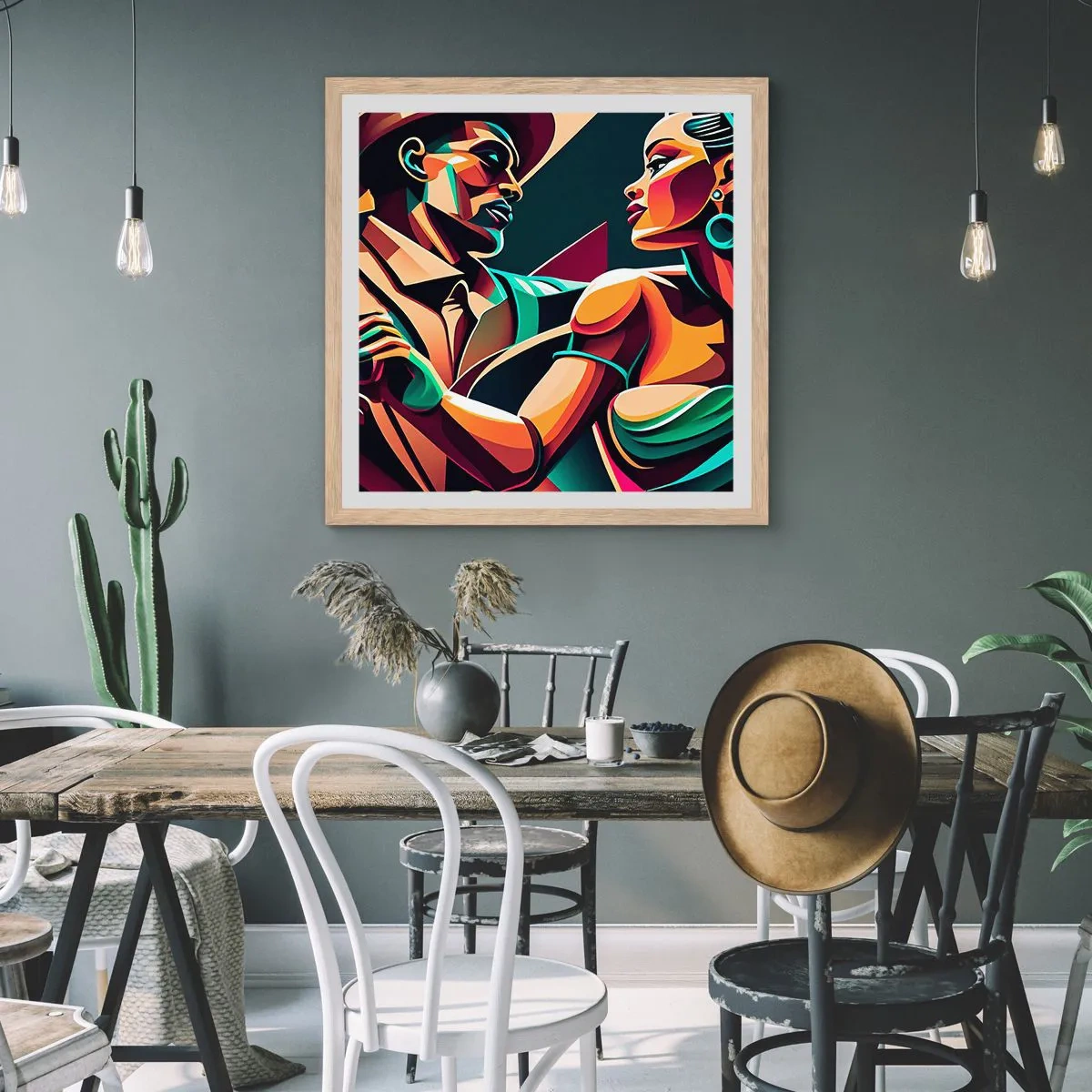 Poster in einem Rahmen aus heller Eiche - Im Rhythmus des Herzens - 40x40 cm