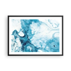 Poster in einem schwarzem Rahmen - Abstraktes Muster in Blautönen - 70x50cm - Blaues Konzert - Moderne Wanddekoration für Wohnzimmer und Schlafzimmer ARTTOR