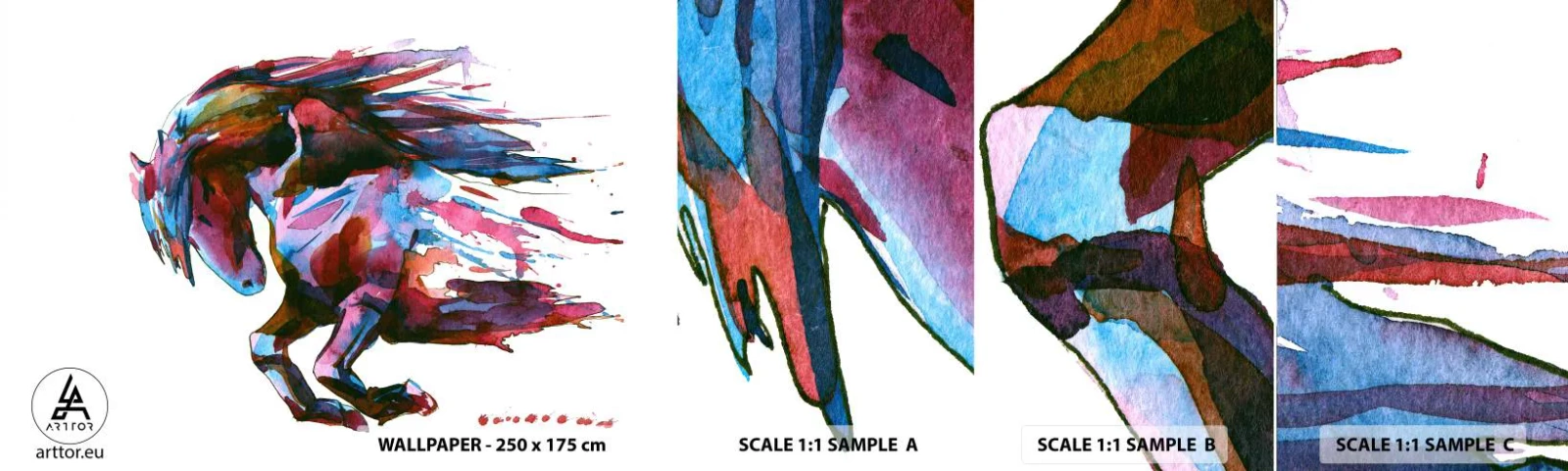 Fototapetenmuster Standard Eco - In Verzückung - Tiere, Abstraktion, Pferd - 100x30 cm