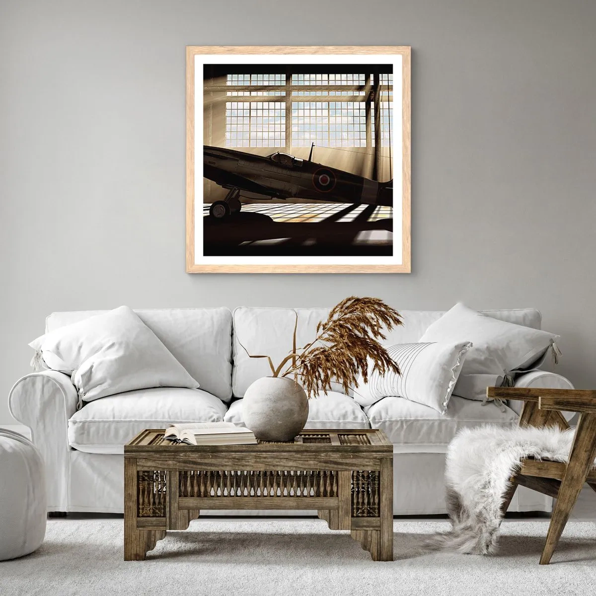 Poster in einem Rahmen aus heller Eiche - Die Ruhe eines Kriegers - 50x50 cm