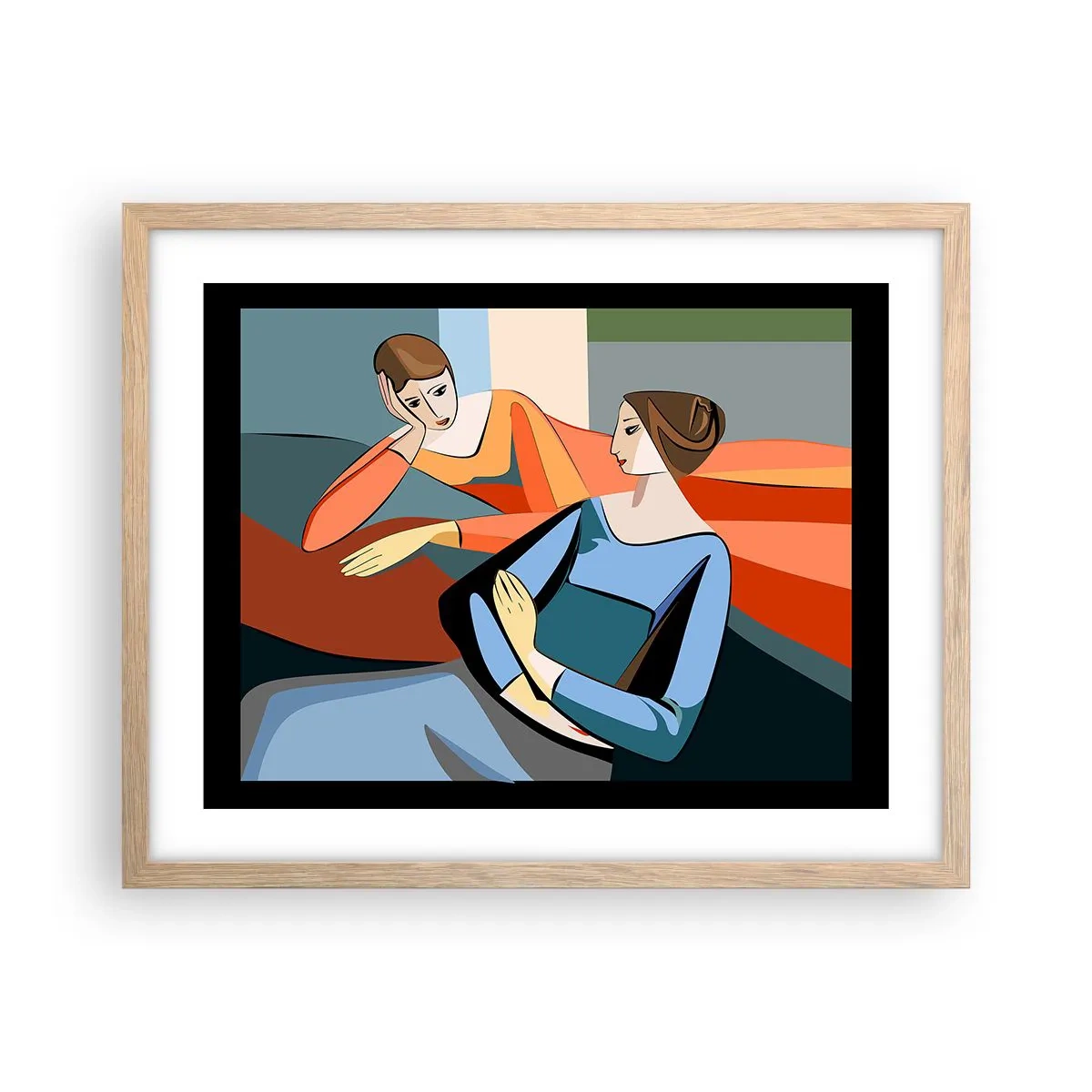 Poster in einem Rahmen aus heller Eiche - Moment der Zuversicht - 50x40 cm