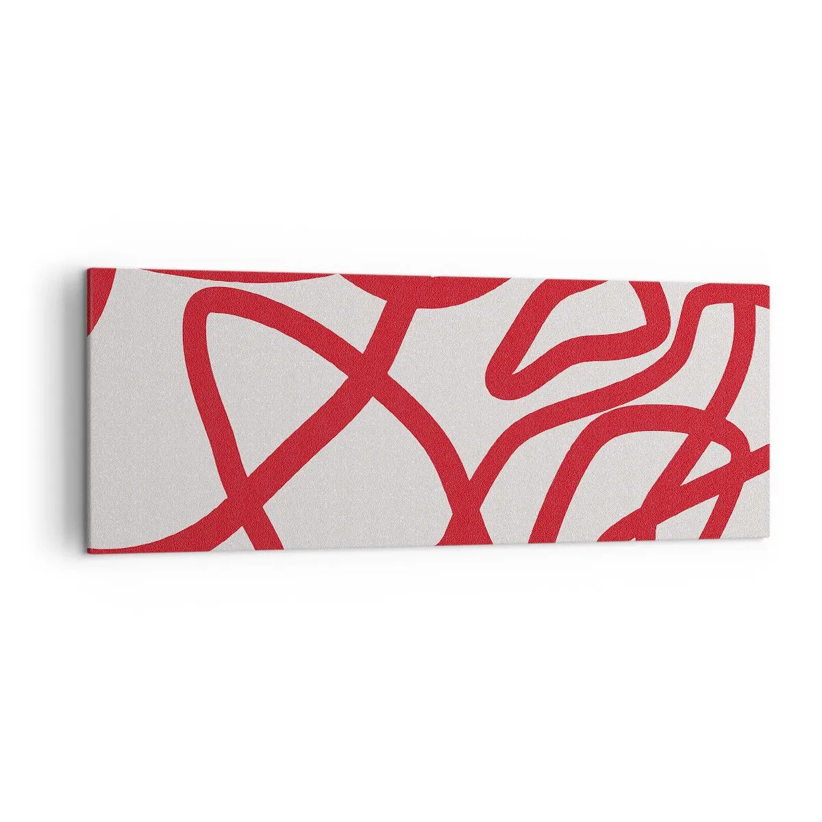 Bild auf Leinwand - Leinwandbild - Rote abstrakte Linien auf weißem Hintergrund - 140x50cm - Rot auf Weiß - Moderne Wanddekoration für Wohnzimmer und Schlafzimmer ARTTOR