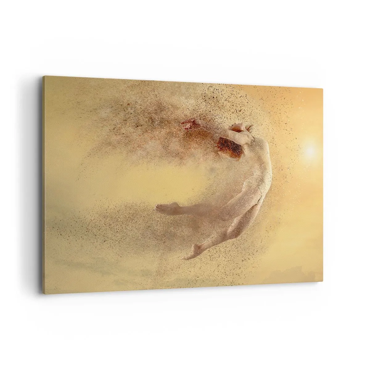 Bild auf Leinwand - Leinwandbild - Eine Figur in dynamischer Bewegung mit zerfallendem Effekt - 120x80cm - In tanzender Ekstase - Moderne Wanddekoration für Wohnzimmer und Schlafzimmer ARTTOR