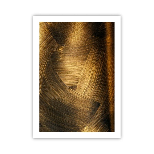 Poster - Abstrakte goldene Pinselstriche auf dunklem Hintergrund - 50x70cm - In einem goldenen Labyrinth - Moderne Wanddekoration für Wohnzimmer und Schlafzimmer ARTTOR