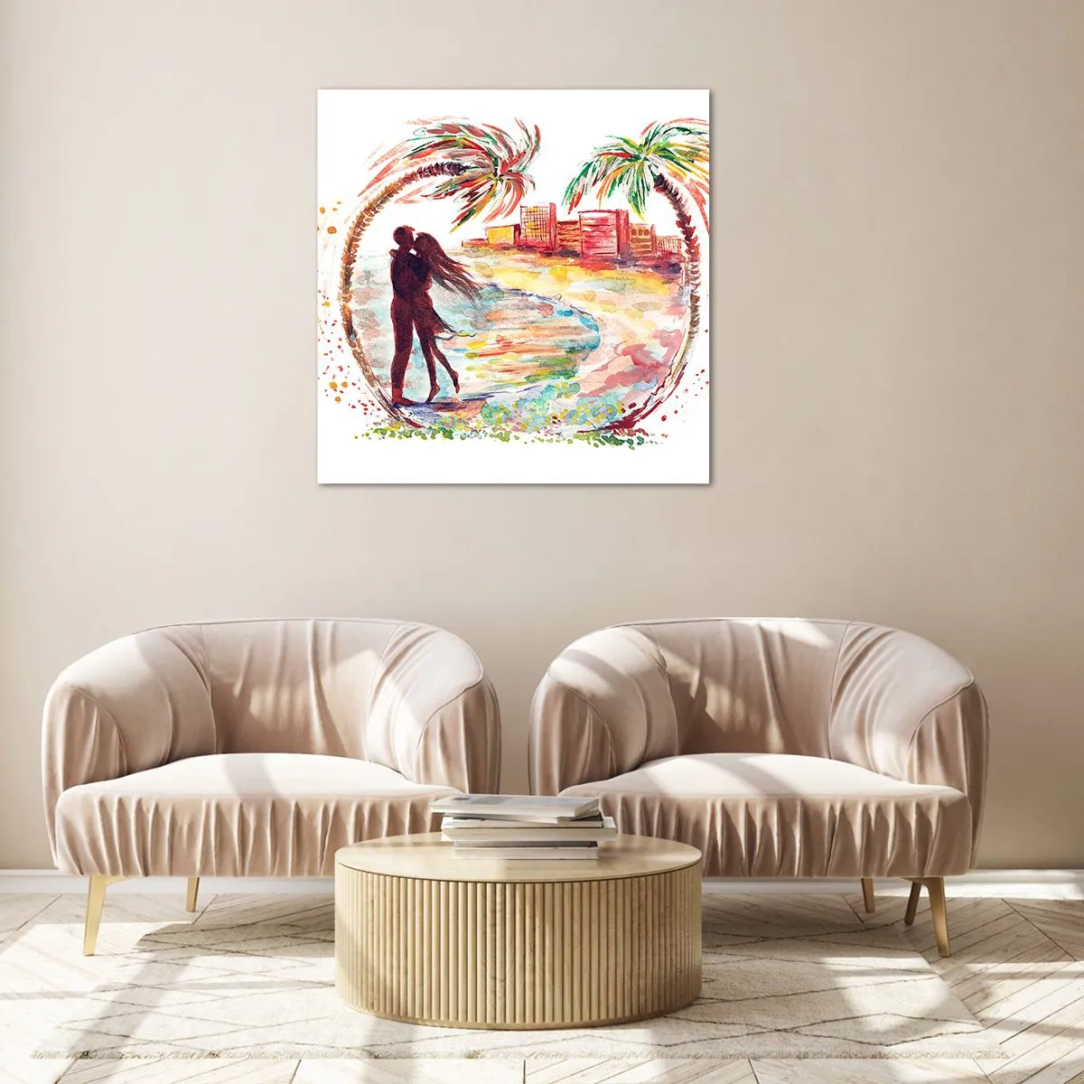 Glasbild - Bild auf glas - Romantischer Urlaub - 40x40 cm