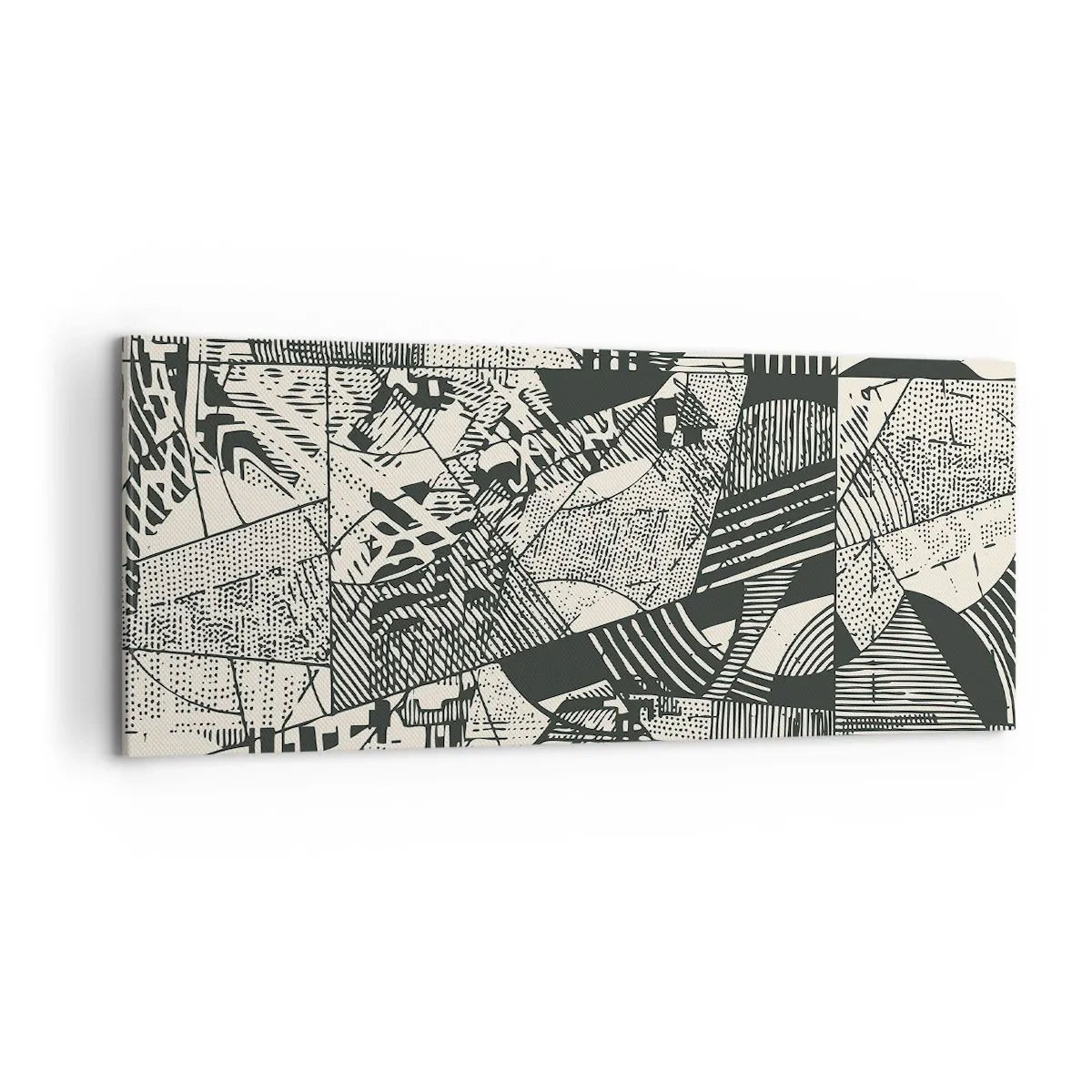 Bild auf Leinwand - Leinwandbild - Geometrische abstrakte Muster in Grüntönen auf hellem Hintergrund - 120x50cm - Die Dynamik der Gegenwart - Moderne Wanddekoration für Wohnzimmer und Schlafzimmer ARTTOR