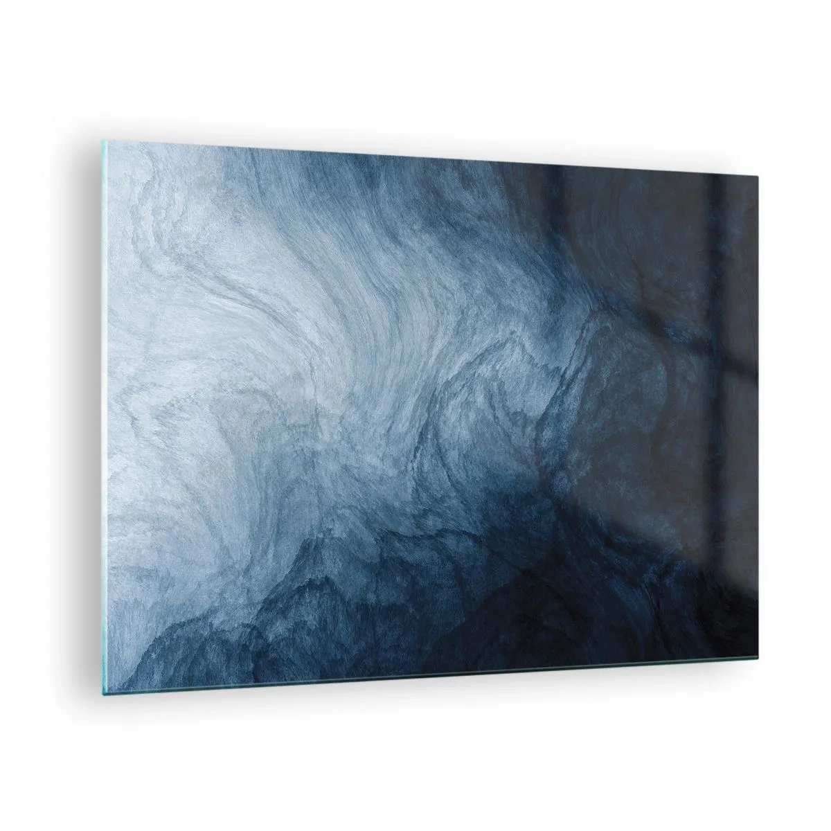 Glasbild - Bild auf glas - Abstrakte Tiefe in Marineblau- und Grautönen - 70x50cm - Greifen Sie tief - Moderne Wanddekoration für Wohnzimmer und Schlafzimmer ARTTOR