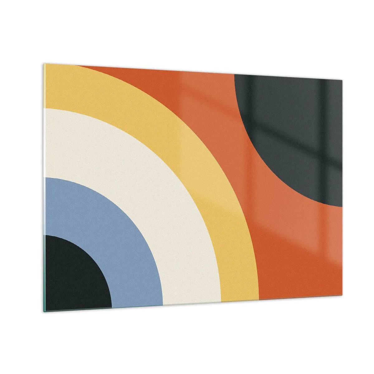 Glasbild - Bild auf glas - Abstrakte bunte Bögen auf einem Glashintergrund - 100x70cm - Zu mir selbst - Moderne Wanddekoration für Wohnzimmer und Schlafzimmer ARTTOR
