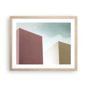 Poster in einem Rahmen aus heller Eiche - Geometrie des sonnigen Sommers - 50x40 cm