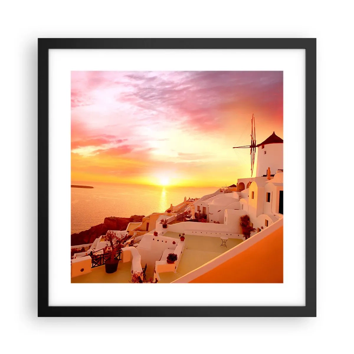 Poster in einem schwarzem Rahmen - In Weiß und Gold schmelzen - 40x40 cm