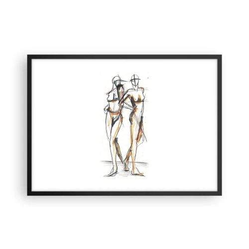 Poster in einem schwarzem Rahmen - Künstlerische Skizze von zwei Silhouetten auf weißem Hintergrund - 70x50cm - Studie der Gnade - Moderne Wanddekoration für Wohnzimmer und Schlafzimmer ARTTOR