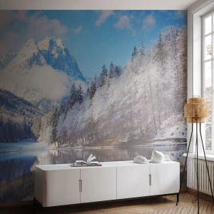 Fototapete Premium Canvas - Schneefang - Winter, Landschaft, Berge - 200x140 cm