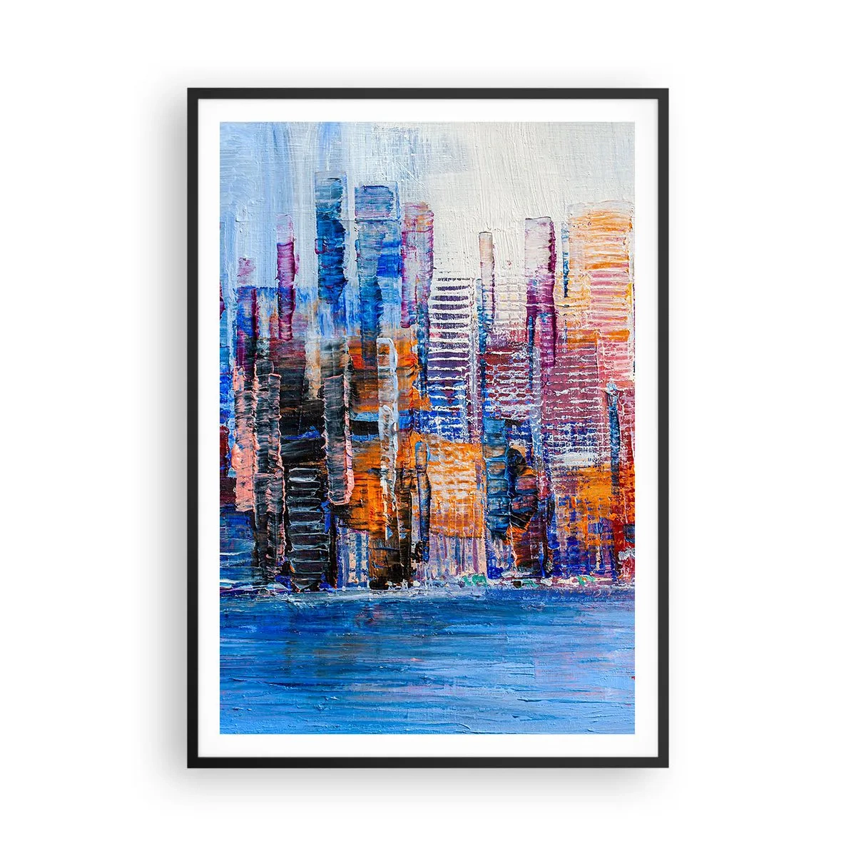 Poster in einem schwarzem Rahmen - Fröhliche Metropole - 70x100 cm