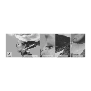 Fototapeten Muster Premium Sand - Top und bewölktes Porträt - Abstraktion, Frauenkopf, Fantasie - 100x30 cm