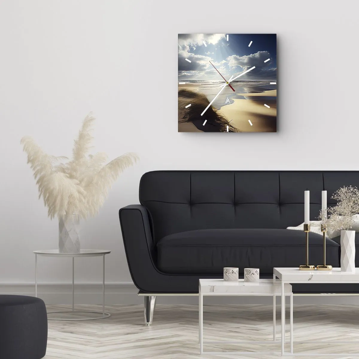 Wanduhr - Glasuhr - Strand, wilder Strand - 40x40 cm