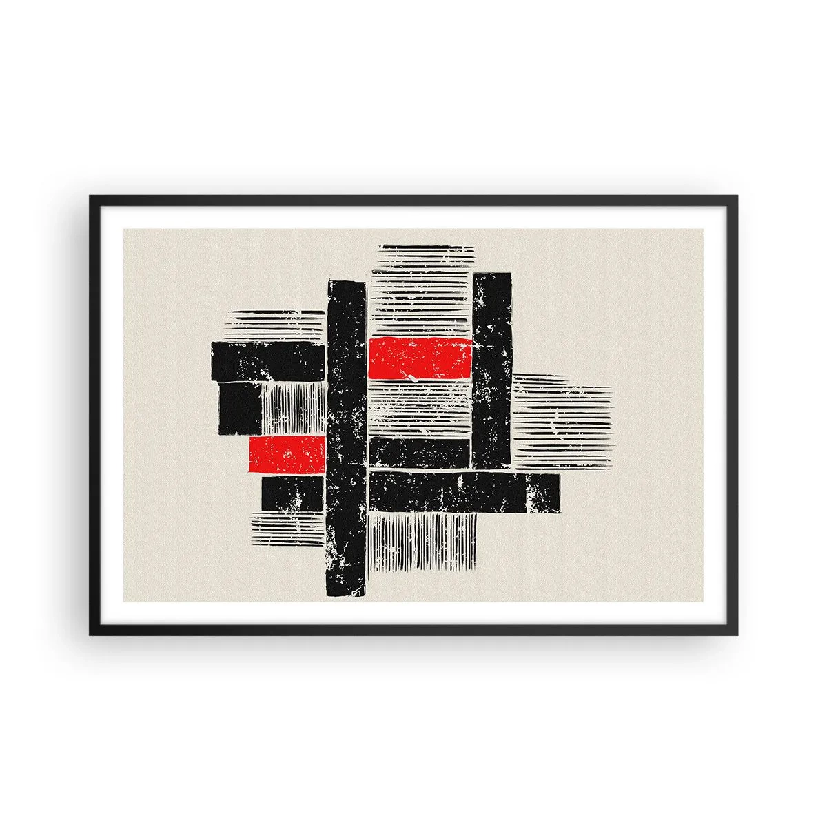 Poster in einem schwarzem Rahmen - Rot und Schwarz - 91x61 cm