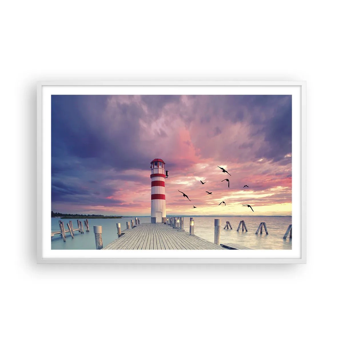 Poster in einem weißen Rahmen - Es ist Zeit zum Hafen zu gehen - 91x61 cm