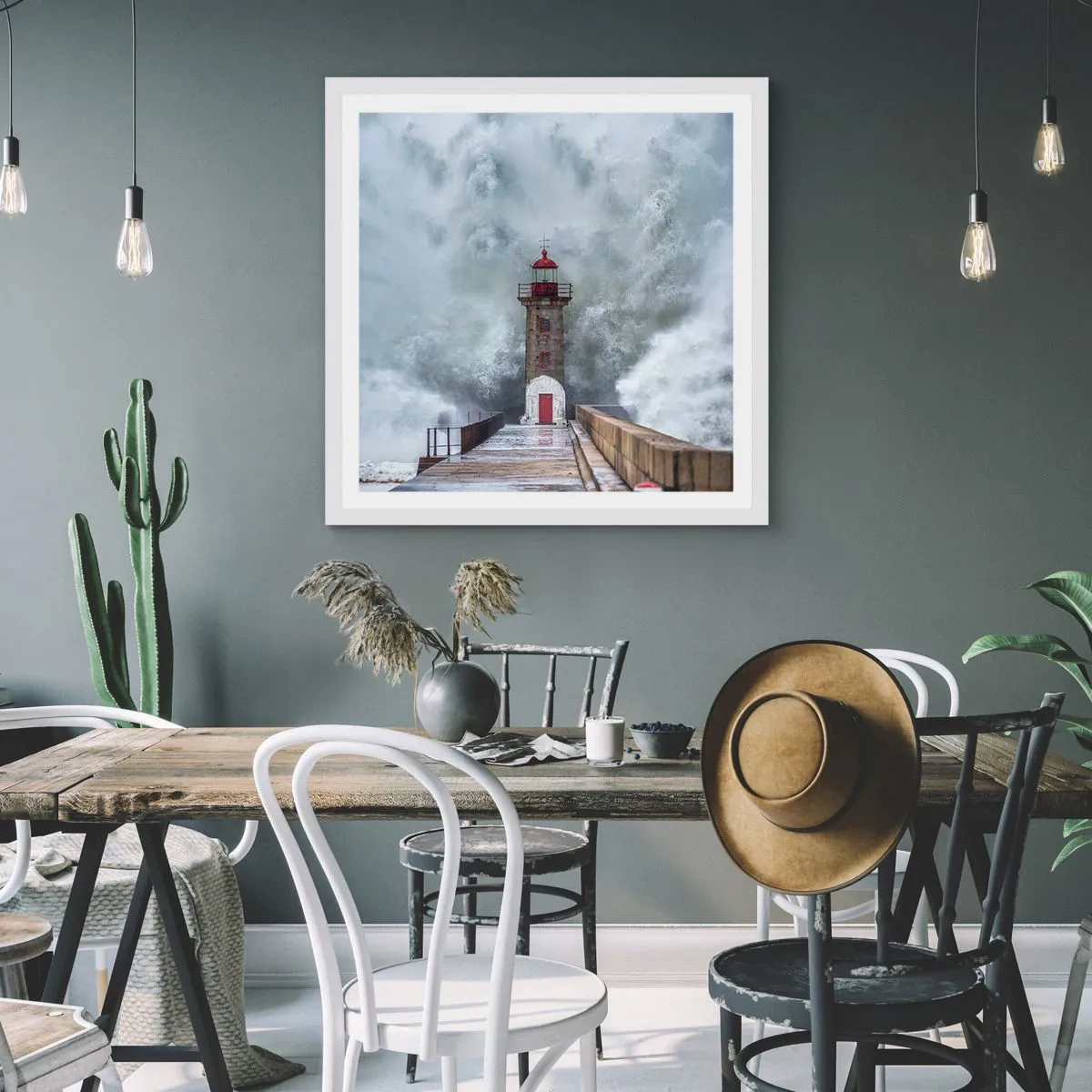 Poster in einem weißen Rahmen - Das Rauschen des Wassers, der Lärm wird wehen - 50x50 cm