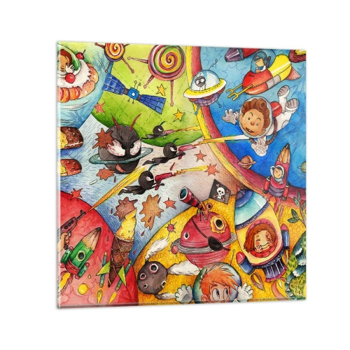 Glasbild - Bild auf glas - Tolles Weltraumabenteuer - 70x70 cm