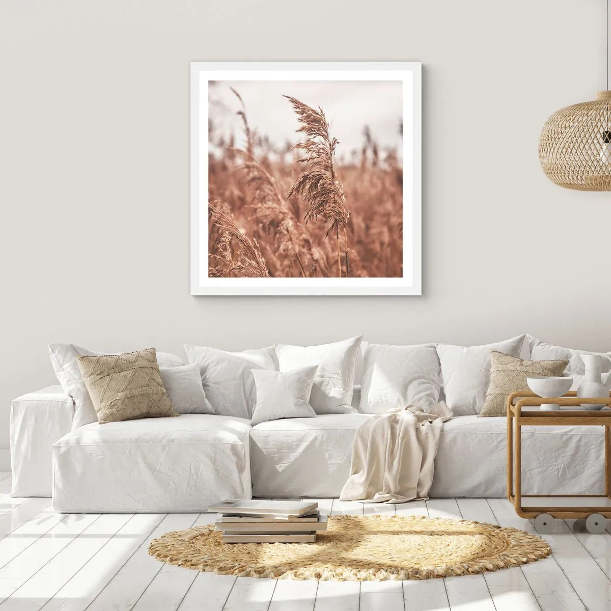 Poster in einem weißen Rahmen - Auf den Feldern ist es schon Herbst - 40x40 cm