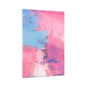 Glasbild - Bild auf glas - Abstrakte Komposition in Pink und Blau - 80x120cm - Rosa, Blau und eine Prise Licht - Moderne Wanddekoration für Wohnzimmer und Schlafzimmer ARTTOR