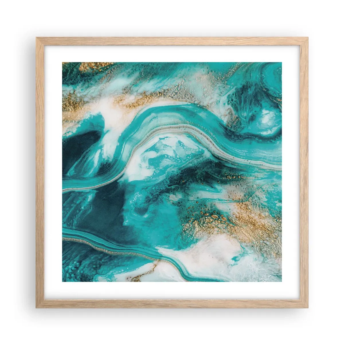 Poster in einem Rahmen aus heller Eiche - Der Fluss aus Gold - 50x50 cm