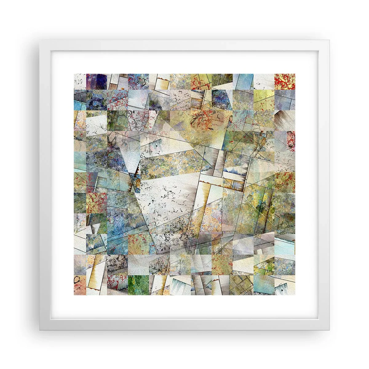 Poster in einem weißen Rahmen - Geometrische Mischung - 40x40 cm