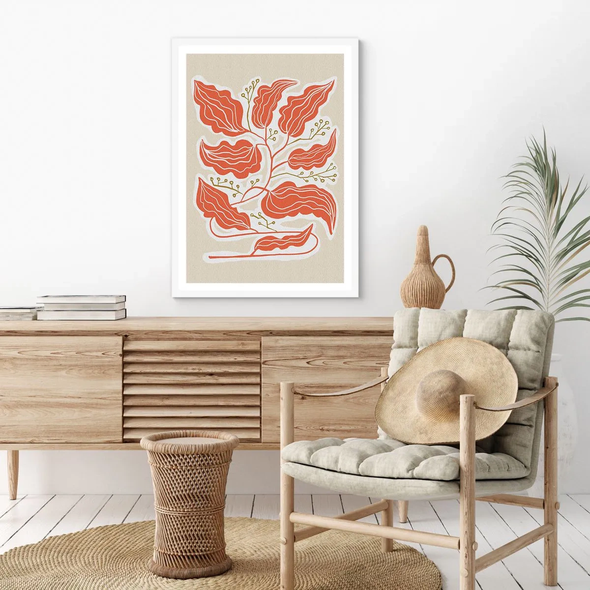 Poster in einem weißen Rahmen - Im Folkstil und korallenartig - 61x91 cm