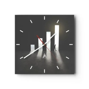 Wanduhr - Glasuhr - Symbolisches Wachstum in Form von lichtdurchfluteten Passagen - 30x30cm - Erfolg – 