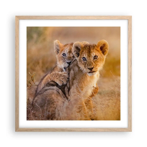 Poster in einem Rahmen aus heller Eiche - Bitte nicht stören! Wir haben Spaß - 50x50 cm