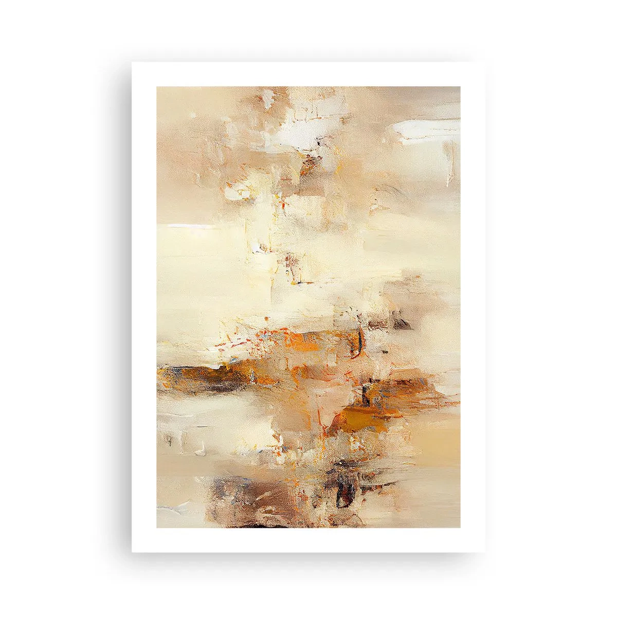 Poster - Eine abstrakte Komposition in warmen Beige- und Goldtönen. - 50x70cm - Seele aus Bernstein - Moderne Wanddekoration für Wohnzimmer und Schlafzimmer ARTTOR