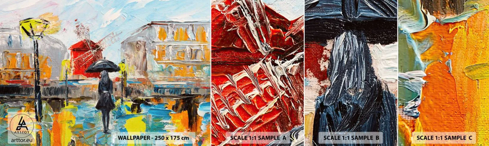 Fototapeten Muster Selbstklebend Deluxe Sticker - Pariser Legenden - Frau, Paris, Stadt - 100x30 cm