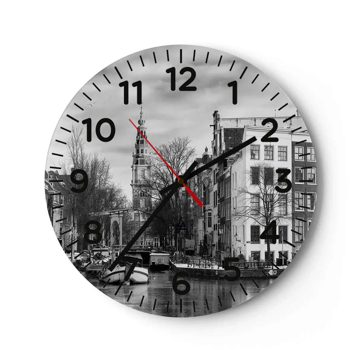 Wanduhr - Glasuhr - Amsterdamer Atmosphäre - 40x40 cm