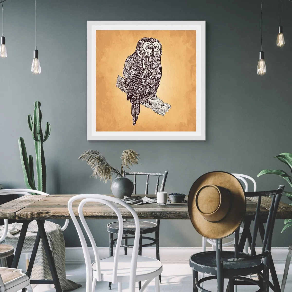 Poster in einem weißen Rahmen - Kunstvolle Ornamente der Weisheit - 40x40 cm