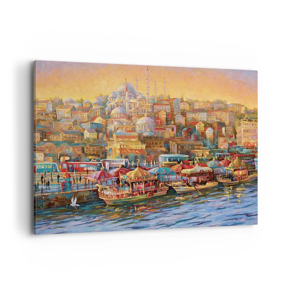 Bild auf Leinwand - Leinwandbild - Malerisches Panorama von Istanbul mit Blick auf die Bucht und die Stadt - 100x70cm - Istanbuler Geschichte - Moderne Wanddekoration für Wohnzimmer und Schlafzimmer ARTTOR