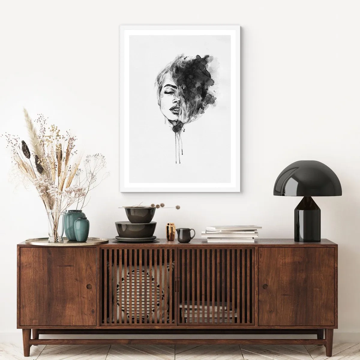 Poster in einem weißen Rahmen - Wovon träumt das Mädchen - 70x100 cm