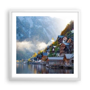 Poster in einem weißen Rahmen - Alpenatmosphäre - 50x50 cm