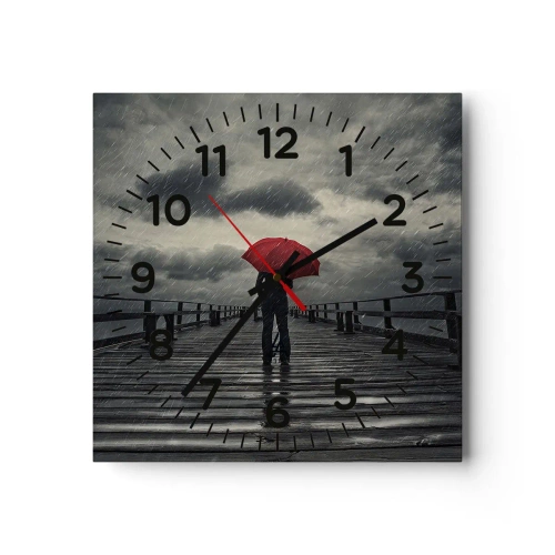Wanduhr - Glasuhr - Es ist egal, dass es regnet - 40x40 cm