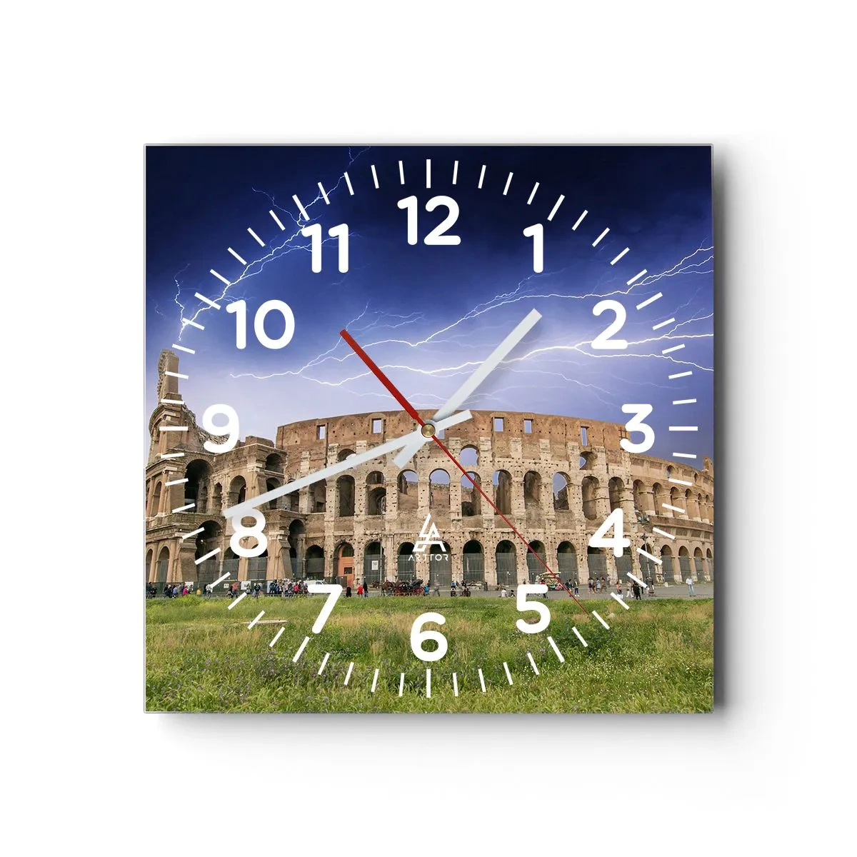 Wanduhr - Glasuhr - Kampfarena - 40x40 cm