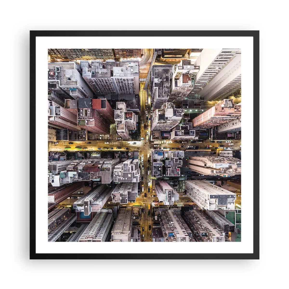 Poster in einem schwarzem Rahmen - Grüße aus Hongkong - 60x60 cm