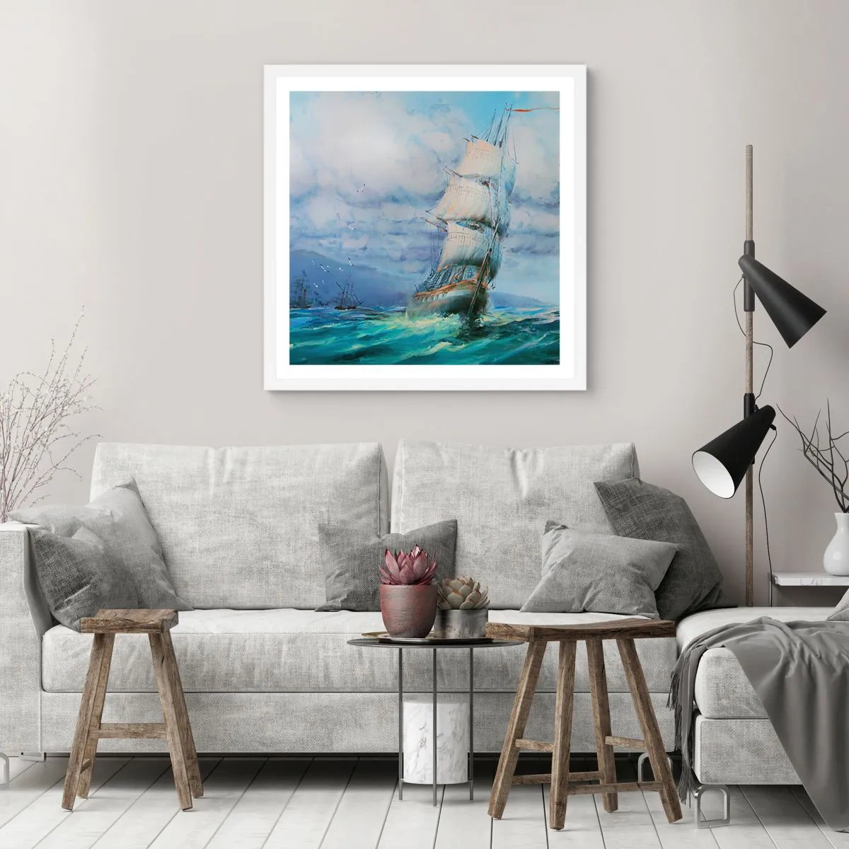 Poster in einem weißen Rahmen - Guter Wind - 40x40 cm